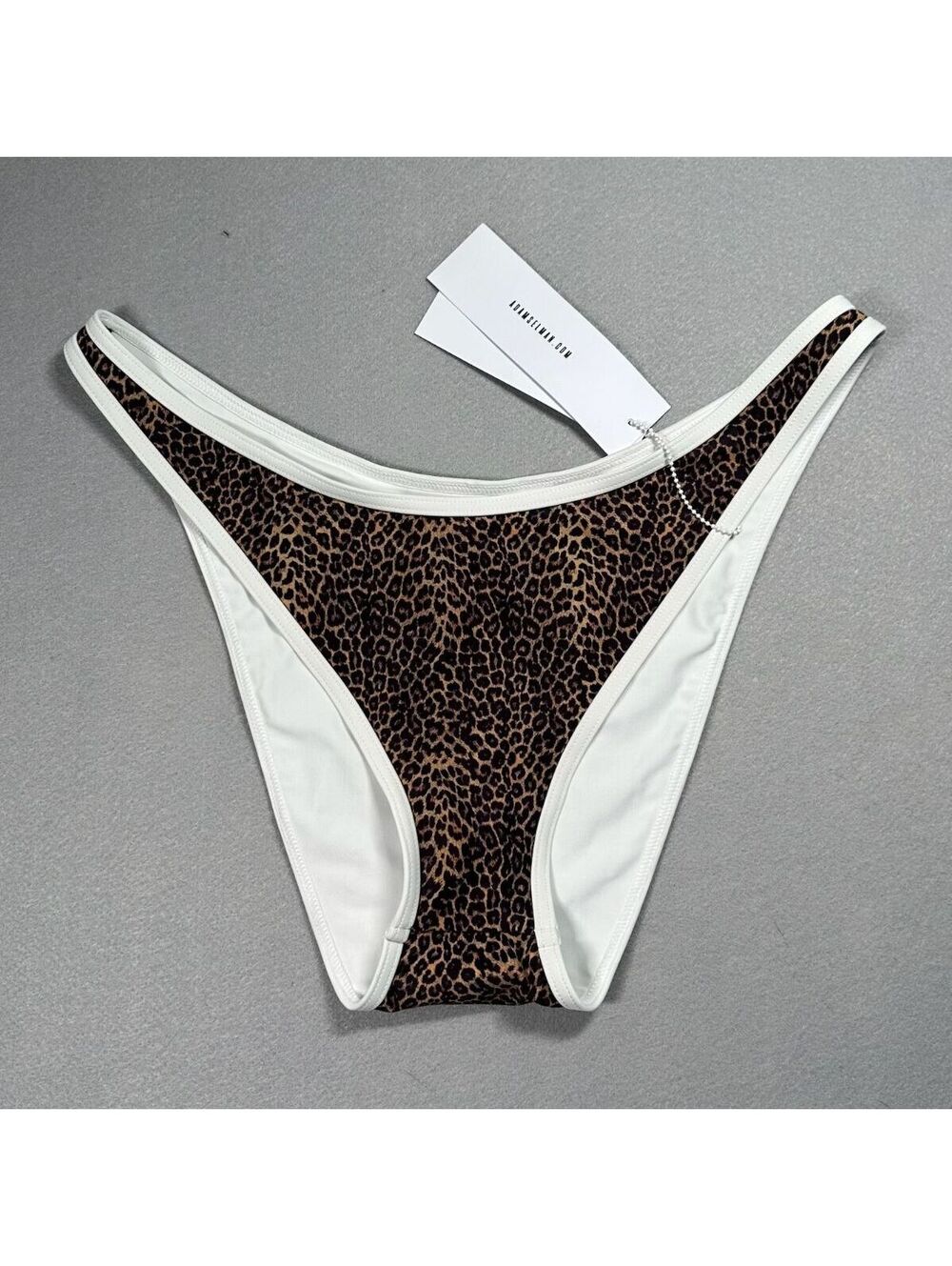 Adam Selman Swim French Cut Bikini Bottom Micro Leopard Sz L NWT Designer